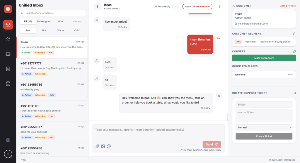 Agentworkspace dashboard